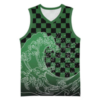 Japanese Asanoha Pattern Basketball Jersey Water Breathing Slayer Dragon LT9 Unisex Green - Polynesian Pride