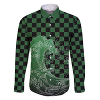 Japanese Asanoha Pattern Family Matching Long Sleeve Bodycon Dress and Hawaiian Shirt Water Breathing Slayer Dragon - Polynesian Pride