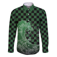 Japanese Asanoha Pattern Family Matching Short Sleeve Bodycon Dress and Hawaiian Shirt Water Breathing Slayer Dragon - Polynesian Pride