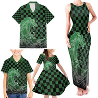Japanese Asanoha Pattern Family Matching Tank Maxi Dress and Hawaiian Shirt Water Breathing Slayer Dragon - Polynesian Pride