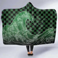 Japanese Asanoha Pattern Hooded Blanket Water Breathing Slayer Dragon LT9 One Size Green - Polynesian Pride