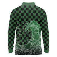 Japanese Asanoha Pattern Long Sleeve Polo Shirt Water Breathing Slayer Dragon LT9 - Polynesian Pride