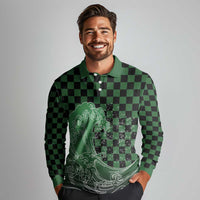Japanese Asanoha Pattern Long Sleeve Polo Shirt Water Breathing Slayer Dragon LT9 - Polynesian Pride