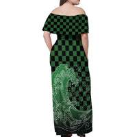 Japanese Asanoha Pattern Off Shoulder Maxi Dress Water Breathing Slayer Dragon LT9 - Polynesian Pride