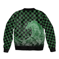 Japanese Asanoha Pattern Sleeve Zip Bomber Jacket Water Breathing Slayer Dragon - Polynesian Pride