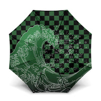 Japanese Asanoha Pattern Umbrella Water Breathing Slayer Dragon LT9 One Size Folded 11.42 inch Opened Diameter 37.4 inch Green - Polynesian Pride