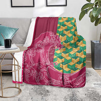 Japanese Bishamon-Kikkou Pattern Blanket Water Pillar Silent River Flow - Polynesian Pride