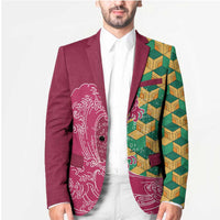Japanese Bishamon-Kikkou Pattern Blazer Water Pillar Silent River Flow - Polynesian Pride