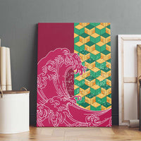 Japanese Bishamon-Kikkou Pattern Canvas Wall Art Water Pillar Silent River Flow - Polynesian Pride