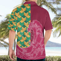 Japanese Bishamon-Kikkou Pattern Hawaiian Shirt Water Pillar Silent River Flow - Polynesian Pride
