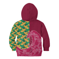 Japanese Bishamon-Kikkou Pattern Kid Hoodie Water Pillar Silent River Flow LT9 - Polynesian Pride
