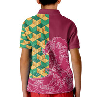 Japanese Bishamon-Kikkou Pattern Kid Polo Shirt Water Pillar Silent River Flow LT9 - Polynesian Pride