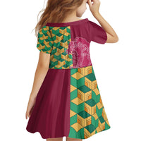 Japanese Bishamon-Kikkou Pattern Kid Short Sleeve Dress Water Pillar Silent River Flow LT9 - Polynesian Pride