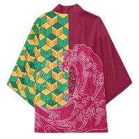 Japanese Bishamon-Kikkou Pattern Kimono Water Pillar Silent River Flow - Polynesian Pride