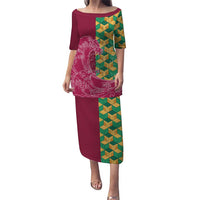 Japanese Bishamon-Kikkou Pattern Puletasi Water Pillar Silent River Flow - Polynesian Pride