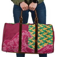 Japanese Bishamon-Kikkou Pattern Travel Bag Water Pillar Silent River Flow LT9 Burgundy - Polynesian Pride