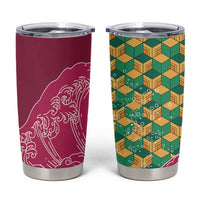 Japanese Bishamon-Kikkou Pattern Tumbler Cup Water Pillar Silent River Flow LT9 Burgundy - Polynesian Pride