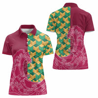 Japanese Bishamon-Kikkou Pattern Women Polo Shirt Water Pillar Silent River Flow LT9 - Polynesian Pride