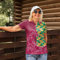 Japanese Bishamon-Kikkou Pattern Women Polo Shirt Water Pillar Silent River Flow LT9 - Polynesian Pride