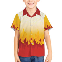 Japanese Kaen Pattern Kid Hawaiian Shirt Flame Pillar Blazing Lion Heart LT9 Kid Red - Polynesian Pride