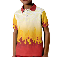 Japanese Kaen Pattern Kid Polo Shirt Flame Pillar Blazing Lion Heart LT9 Kid Red - Polynesian Pride