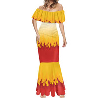 Japanese Kaen Pattern Mermaid Dress Flame Pillar Blazing Lion Heart - Polynesian Pride