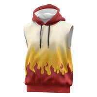 Japanese Kaen Pattern Sleeveless Hoodie Flame Pillar Blazing Lion Heart LT9 Red - Polynesian Pride