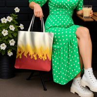 Japanese Kaen Pattern Tote Bag Flame Pillar Blazing Lion Heart - Polynesian Pride