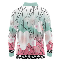 Japanese Kocho Pattern Long Sleeve Polo Shirt Insect Pillar Butterfly Flower Fairy - Polynesian Pride