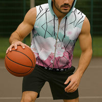 Japanese Kocho Pattern Sleeveless Zip Hoodie Insect Pillar Butterfly Flower Fairy - Polynesian Pride