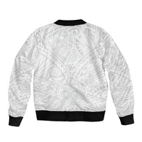Samoa Lotu Tamaiti Bomber Jacket Polynesian White Sunday Simple LT9 - Polynesian Pride