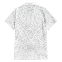 Samoa Lotu Tamaiti Family Matching Off Shoulder Long Sleeve Dress and Hawaiian Shirt Polynesian White Sunday Simple LT9 - Polynesian Pride