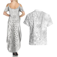 Samoa Lotu Tamait Couples Matching Summer Maxi Dress and Hawaiian Shirt Tropical Plant White Sunday With Polynesia Pattern LT9 - Polynesian Pride