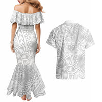 Personalised Samoa Lotu Tamait Couples Matching Mermaid Dress and Hawaiian Shirt Tropical Plant White Sunday With Polynesia Pattern LT9 - Polynesian Pride