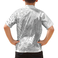 Personalised Samoa Lotu Tamait Family Matching Long Sleeve Bodycon Dress and Hawaiian Shirt Tropical Plant White Sunday With Polynesia Pattern LT9 - Polynesian Pride