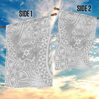 Personalised Tonga White Sunday Garden Flag Tropical Plant With Polynesian Pattern LT9 - Polynesian Pride