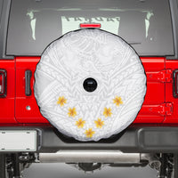 Tonga White Sunday Spare Tire Cover Polynesian Plumeria Tribal Simple LT9 - Polynesian Pride