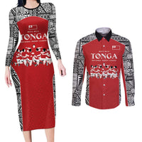 Custom Tonga Rugby Mate Ma'a Couples Matching Long Sleeve Bodycon Dress and Long Sleeve Button Shirt Tonga XIII Make History Pacific Champions