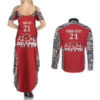Custom Tonga Rugby Mate Ma'a Couples Matching Summer Maxi Dress and Long Sleeve Button Shirt Tonga XIII Make History Pacific Champions