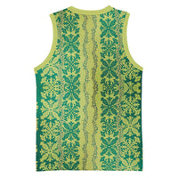Hawaii Lei with Tribal Quilt Motif Basketball Jersey - Polynesian Pride
