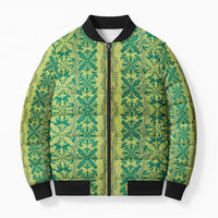 Hawaii Lei with Tribal Quilt Motif Bomber Puffer Jacket - Polynesian Pride