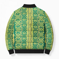 Hawaii Lei with Tribal Quilt Motif Bomber Puffer Jacket - Polynesian Pride