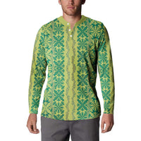 Hawaii Lei with Tribal Quilt Motif Button Sweatshirt