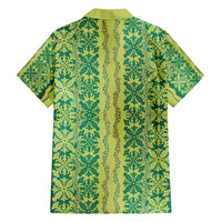 Hawaii Lei with Tribal Quilt Motif Family Matching Tank Maxi Dress and Hawaiian Shirt