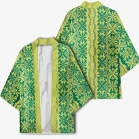 Hawaii Lei with Tribal Quilt Motif Kimono - Polynesian Pride