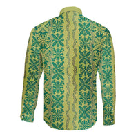 Hawaii Lei with Tribal Quilt Motif Long Sleeve Button Shirt