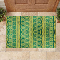 Hawaii Lei with Tribal Quilt Motif Rubber Doormat