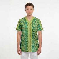 Hawaii Lei with Tribal Quilt Motif Scrub Top - Polynesian Pride