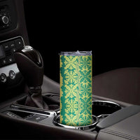 Hawaii Lei with Tribal Quilt Motif Skinny Tumbler