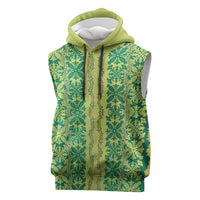 Hawaii Lei with Tribal Quilt Motif Sleeveless Hoodie - Polynesian Pride
